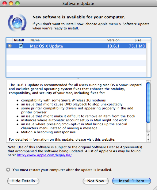 Mac OS X 10.6.1