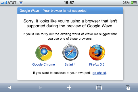 Google Wave iPhone Browser Warning