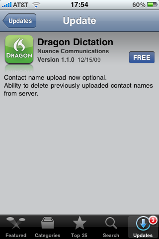 Dragon dictation 1.1.0