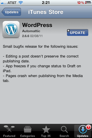 WordPress 2.6.6 for iOS