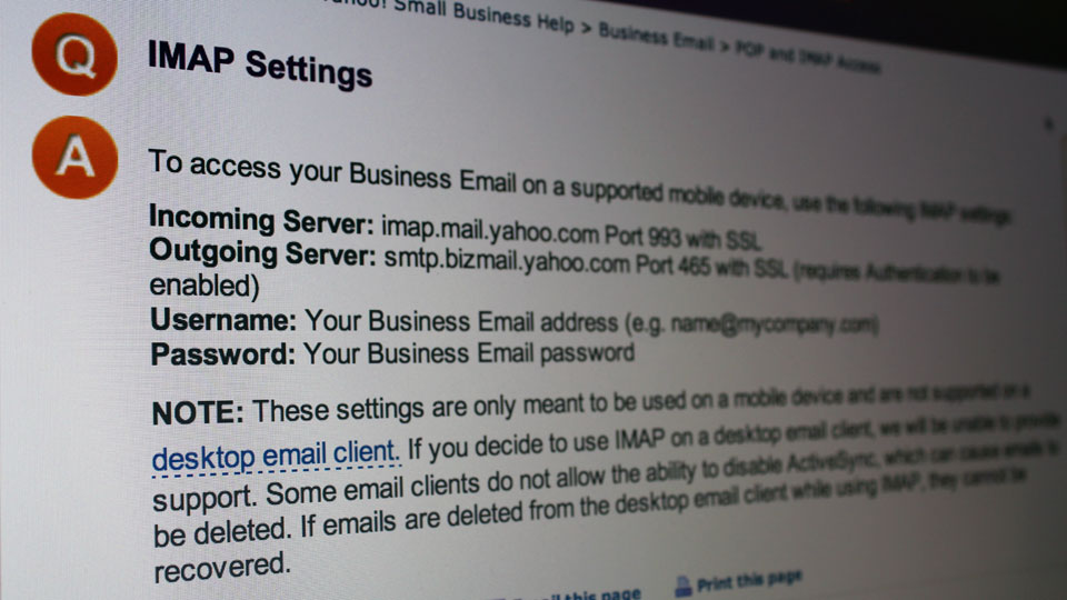 Yahoo-Small-Business-IMAP