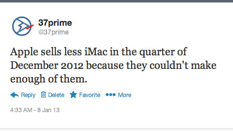 Apple iMac December 2012 Tweet