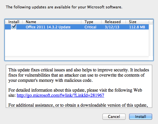 Office 2011 14.3.2 Update
