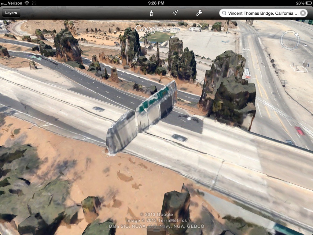 Google 3D Map Vincent Thomas Bridge