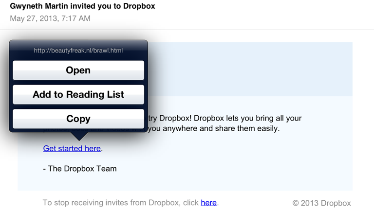 Spam Phising Email Fake Dropbox