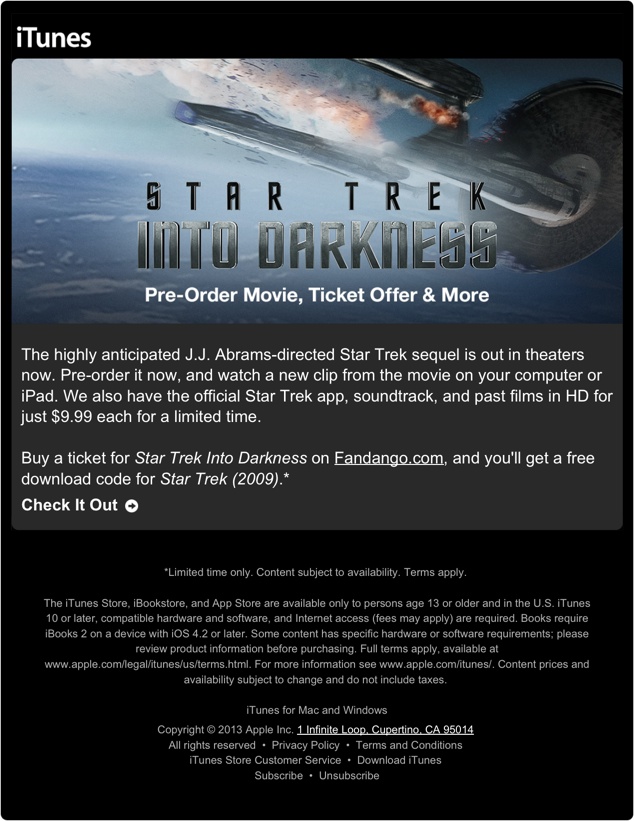 Star Trek Into Darkness iTunes Pre-order