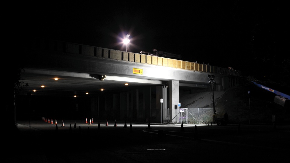 Construction on a Freeway at Night