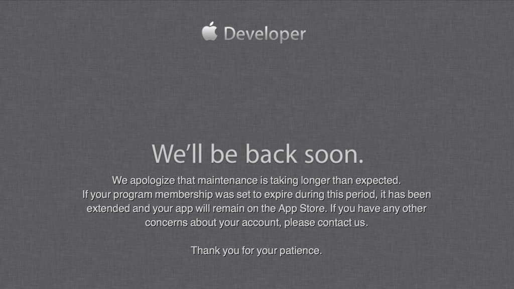 Apple Developer Maintenance 20130720