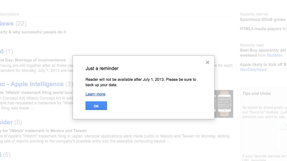 Google Reader July 01 2013