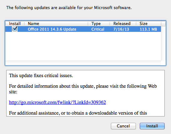 Office 2011 14.3.6 Update