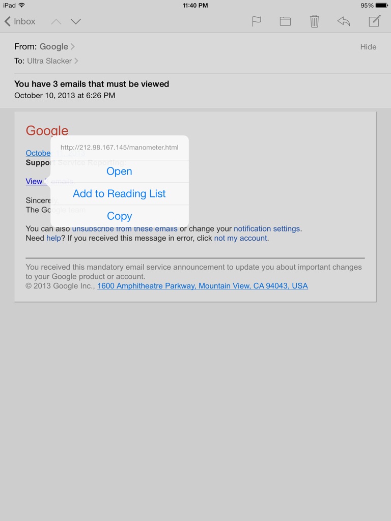 Fake Email from Google 2