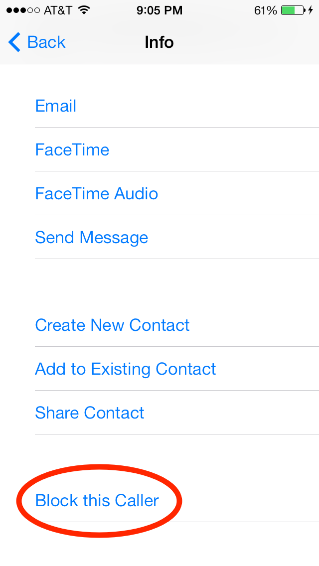 iOS 7 Block this Caller