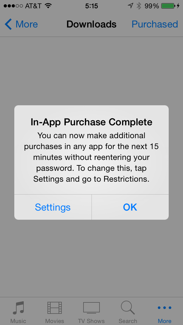 App Purchase 15 Minute Reminder