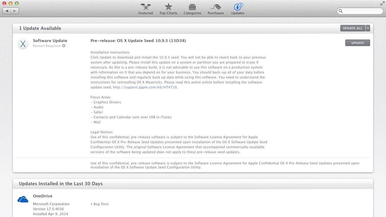OS X Mavericks 10.9.3 13D38