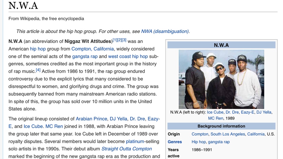 NWA at Wikipedia