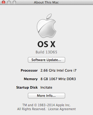 OS X Mavericks 10.9.3 build 13D65