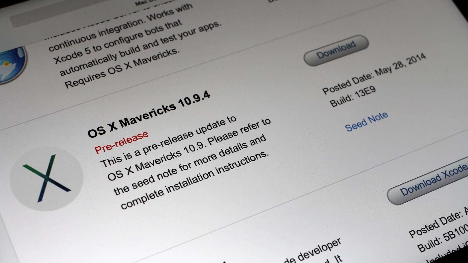 OS X Mavericks 10.9.4 Build 13E9