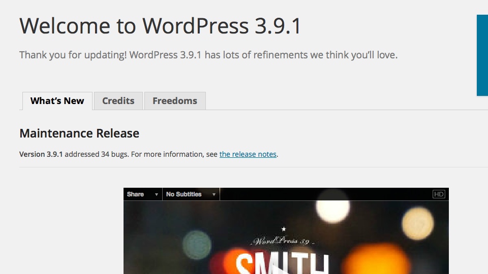 WordPress 3.9.1 Maintenance Update