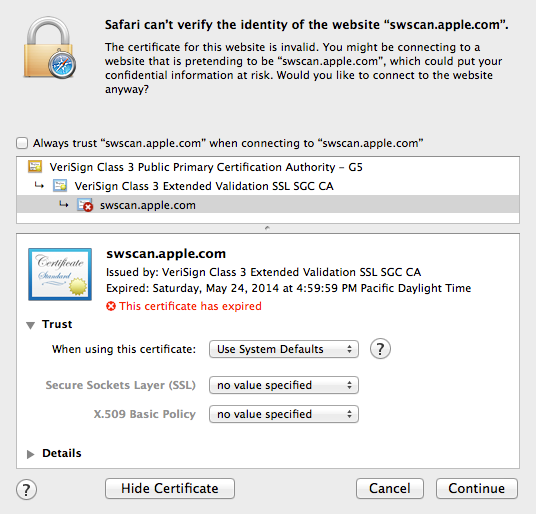 swscan.apple.com certificate expired