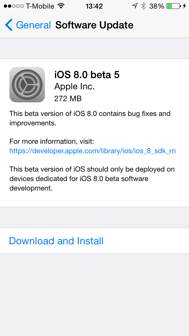 iOS 8.0 beta 5