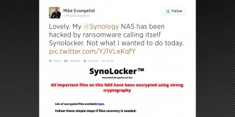 Mike Evangelist Tweet Synology Synolocker