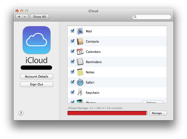 iCloud System Preference Pane
