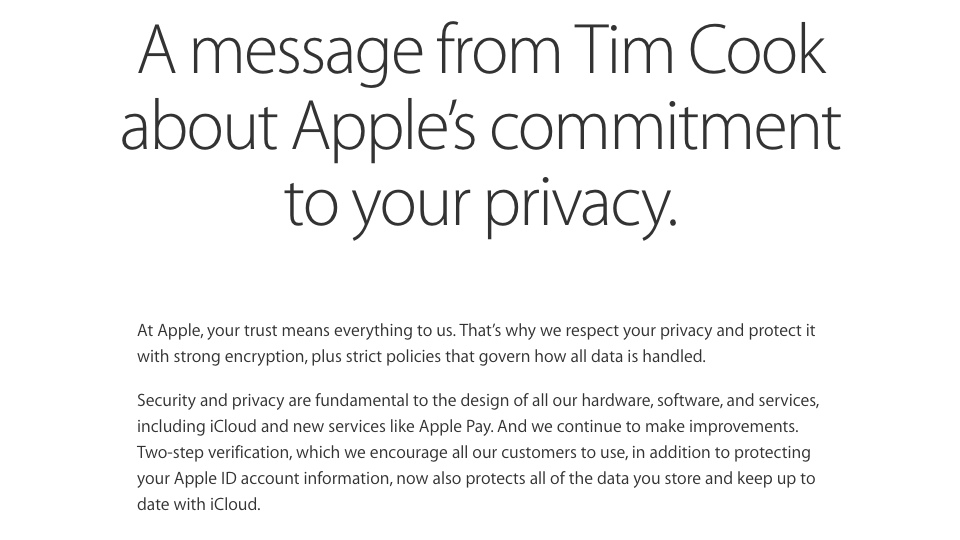 Apple Privacy Message from Tim Cook