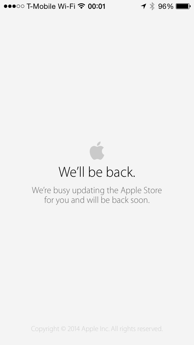 Apple Store Online Maintenance Mode 2014-09-12