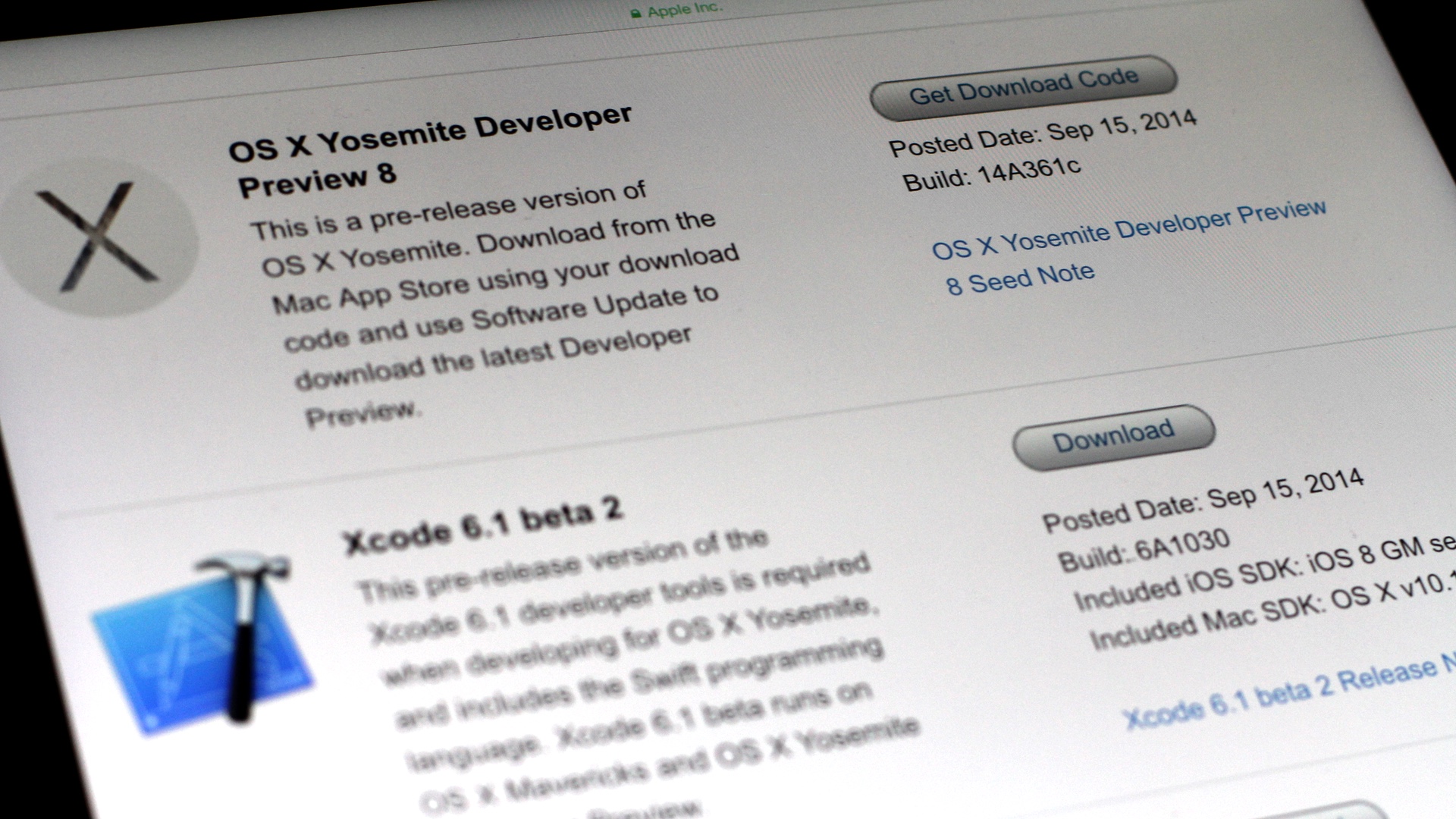 OS X Yosemite Developer Preview 8 build 14A361c