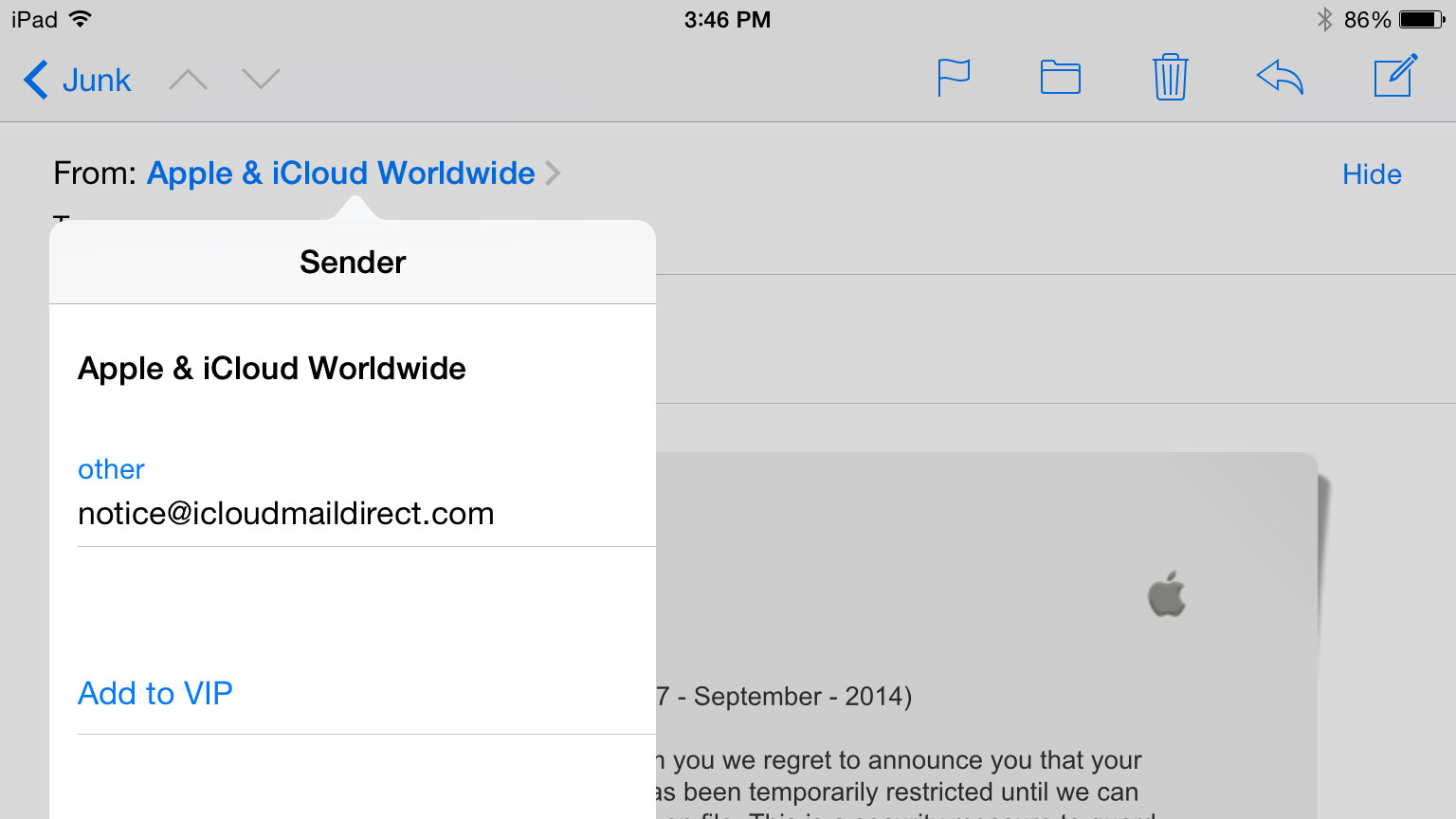 Phising-Email-Apple-iCloud-from-noticeaticloudmaildirectdotcom