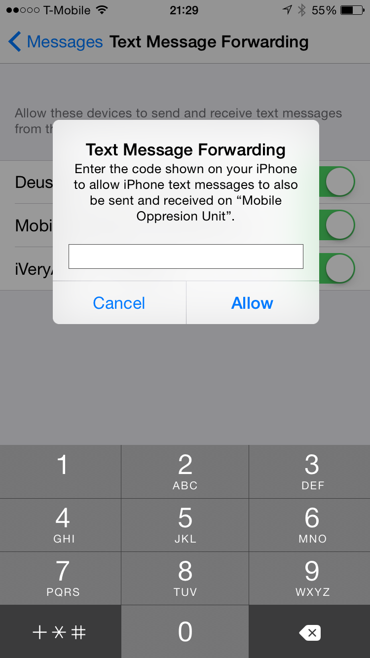 iOS 8.1: Text Message Forwarding