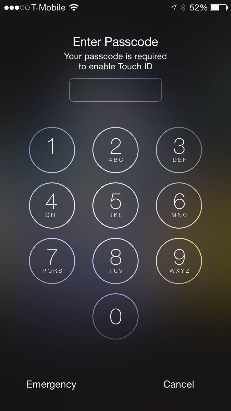Passcode is required to enable Touch ID 