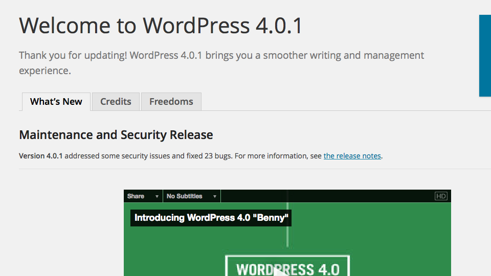 Welcome to WordPress 4.0.1