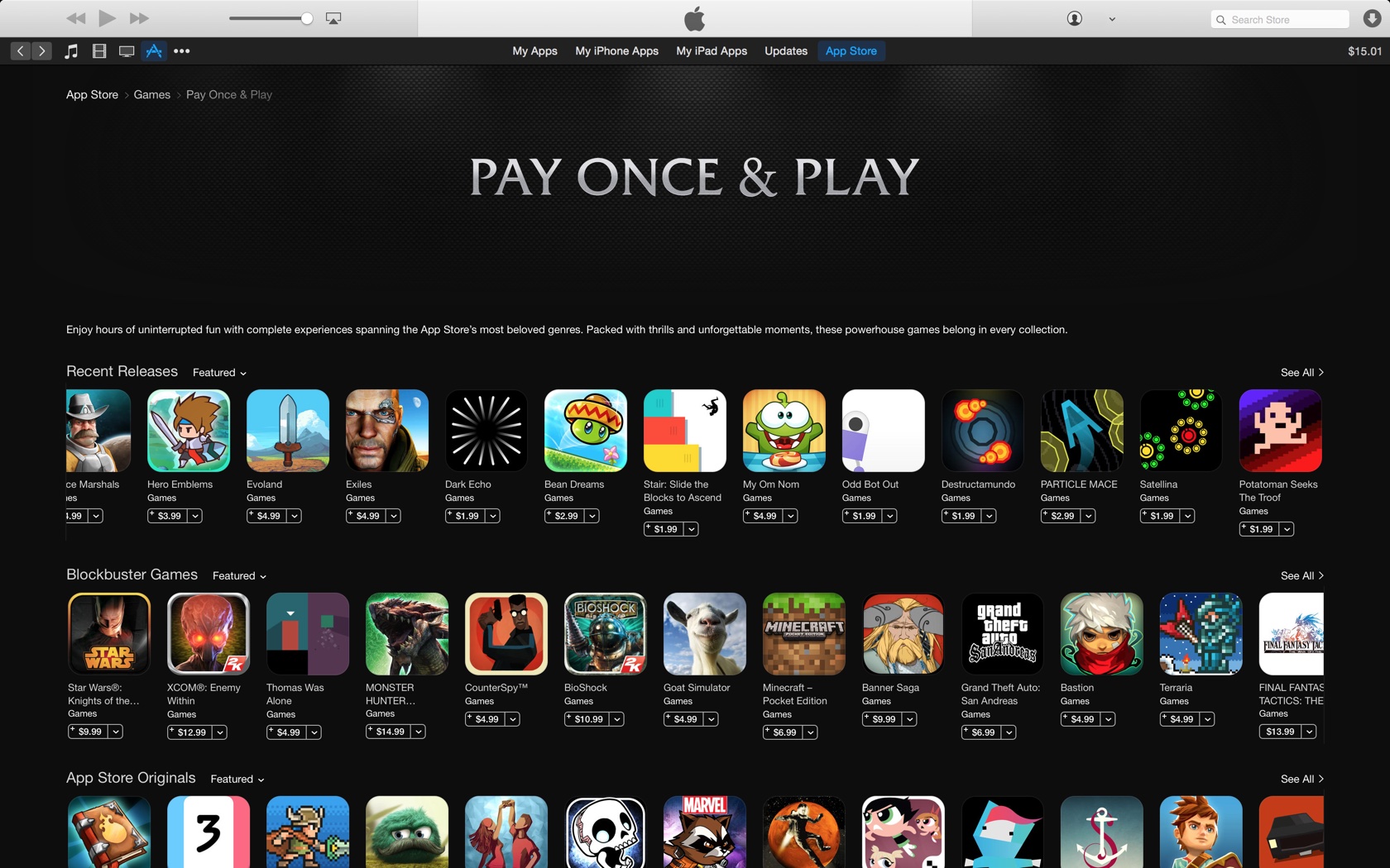 iTunes App StorePay Once and Play