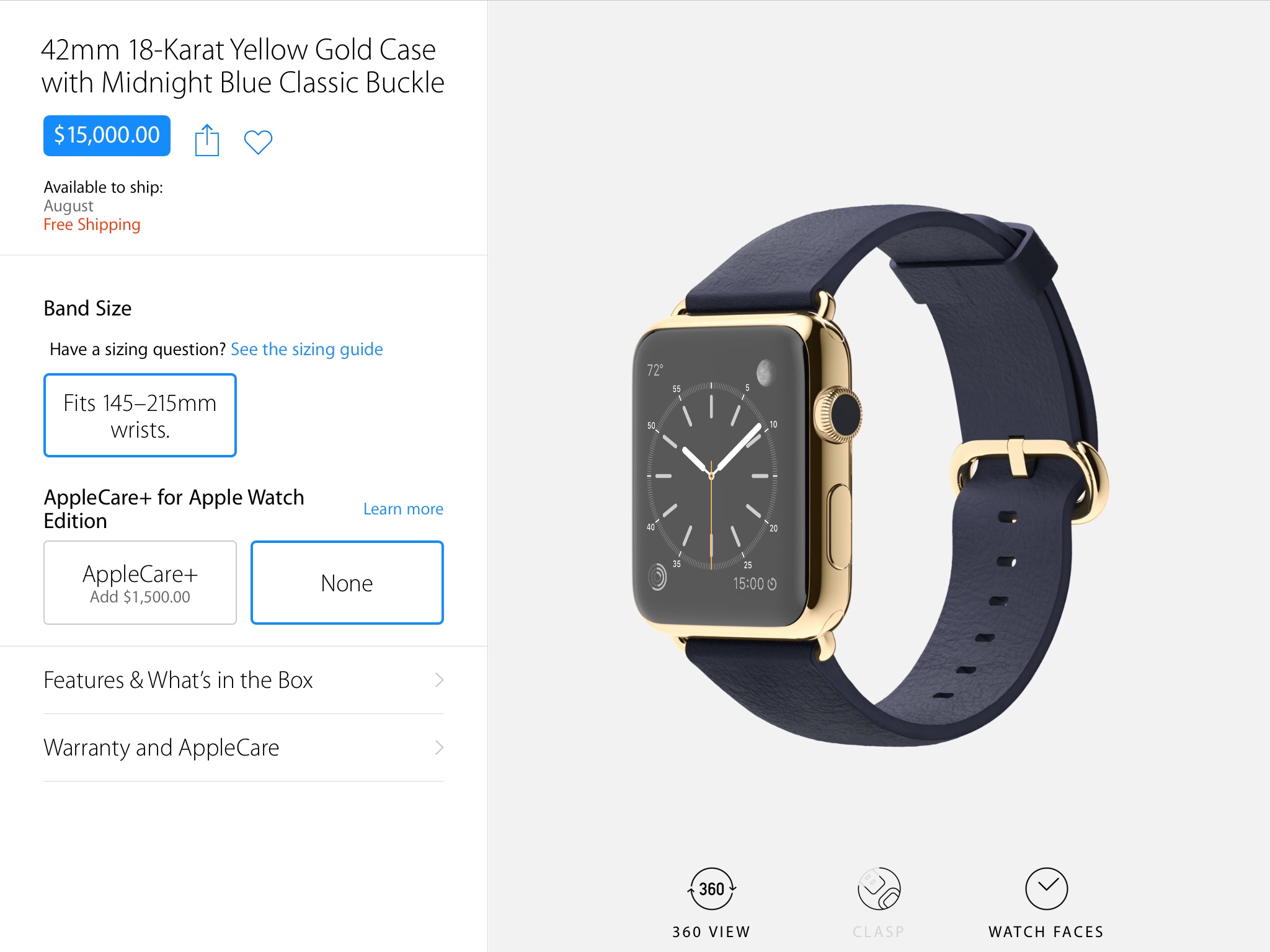 Apple Watch Edition Ships August 2015