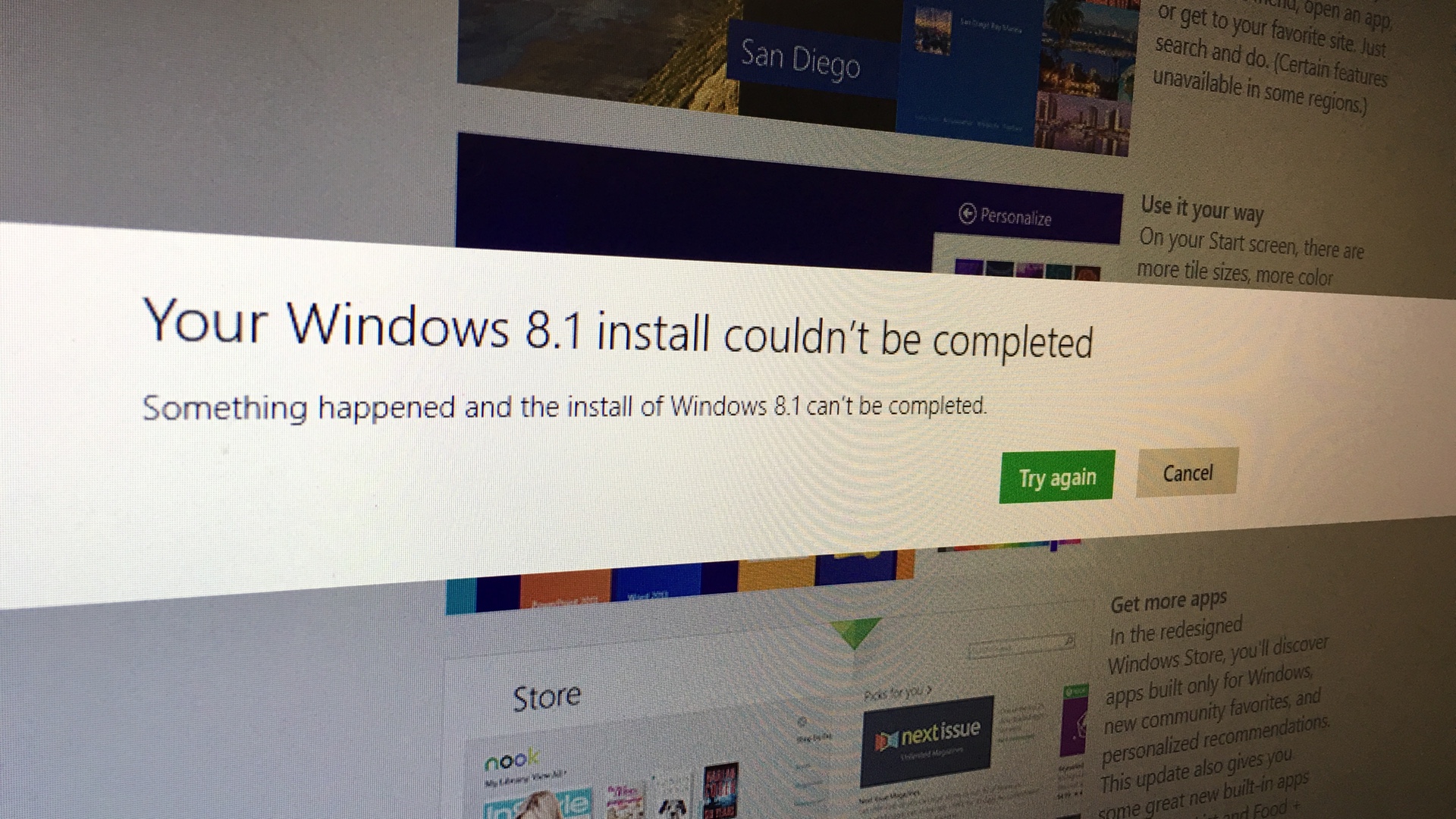Windows 8.1 Install could not be completed
