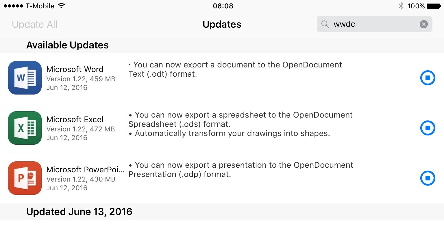 Microsoft Office for iOS supports OpenDocument Format